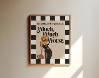 Marilyn Monroe Poster, Checkered Border, Retro Wall Art