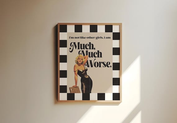 Marilyn Monroe Poster, Checkered Border, Retro Wall Art