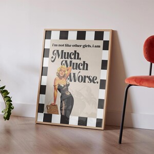 Marilyn Monroe Poster, Checkered Border, Retro Wall Art image 5