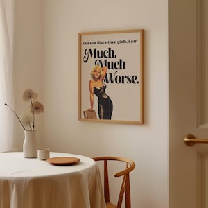 Marilyn Monroe Fashion Poster, &quot;I&#39;m not like other girls&quot;, checkered print, Bad Bitch College Dorm Wall Art, PHYSICAL PRINT