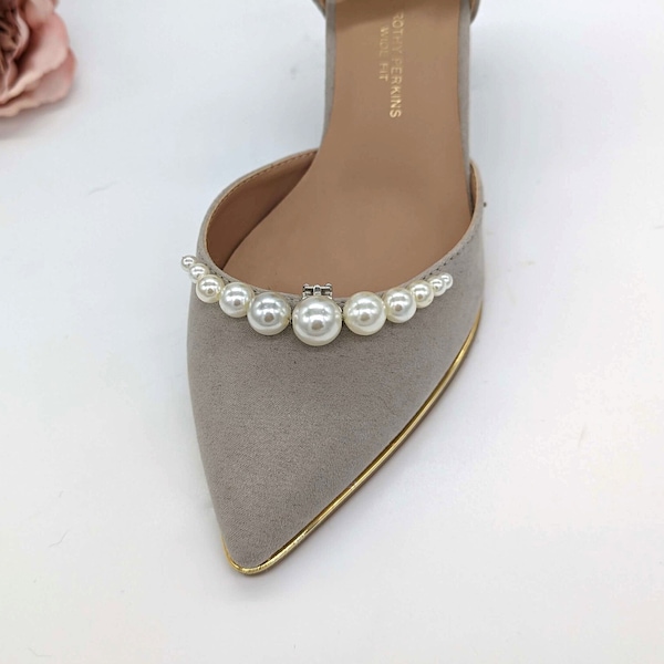 Clips de chaussures de mariée (paire), accessoires de chaussures de mariage en fausses perles ivoire, embellissement de talons hauts