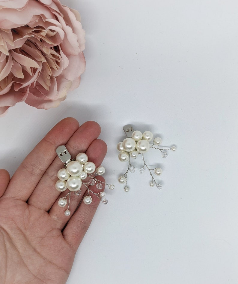 Bridal Shoe Clips pair Ivory Faux Pearl and Crystal Wedding Etsy