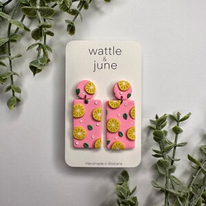 Pink Lemon Slice Drop Earrings
