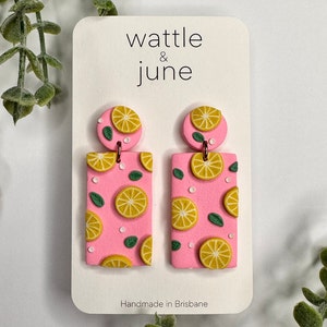 Pink Lemon Slice Drop Earrings