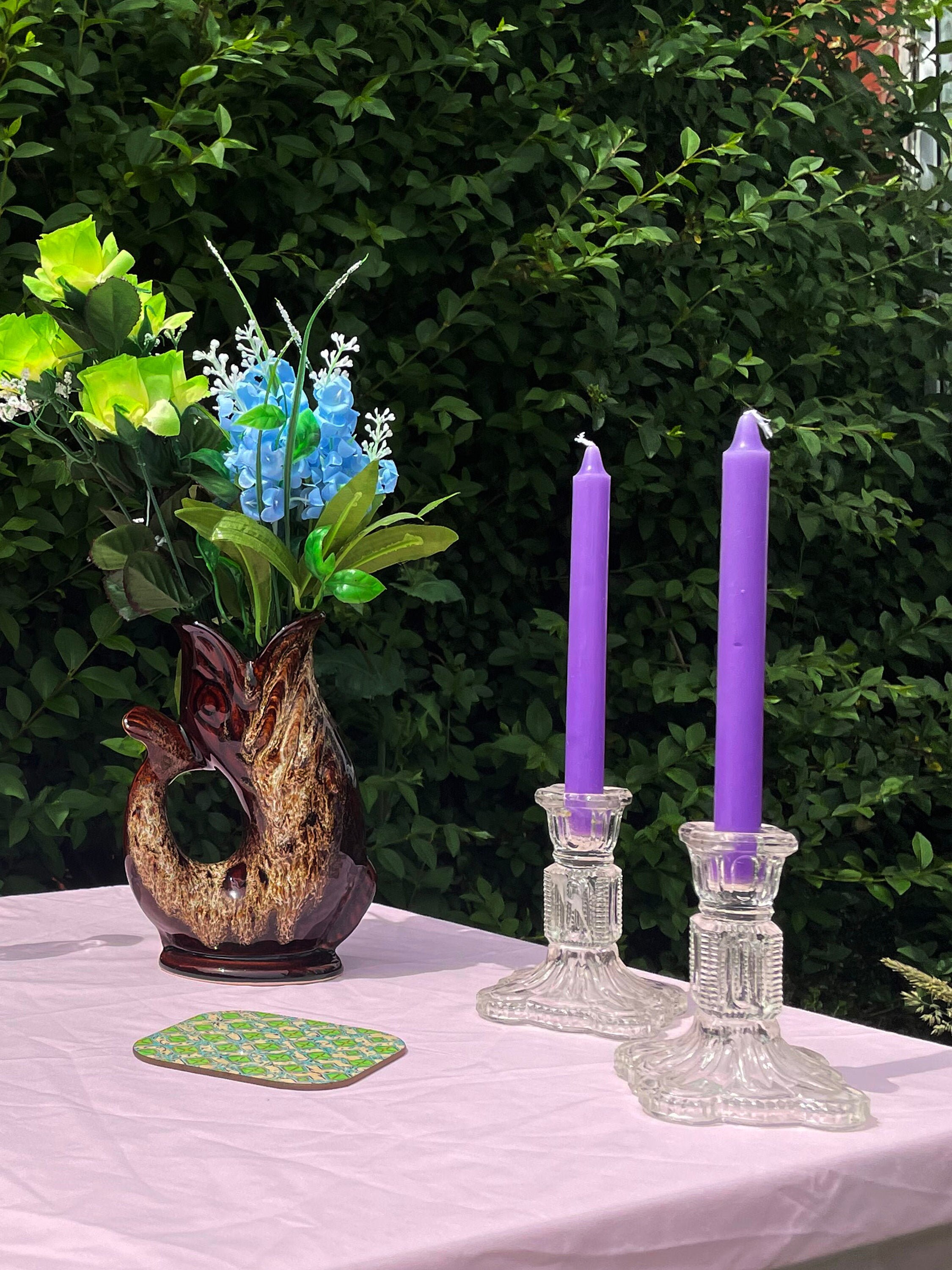 2x glass candle stick holders Etsy