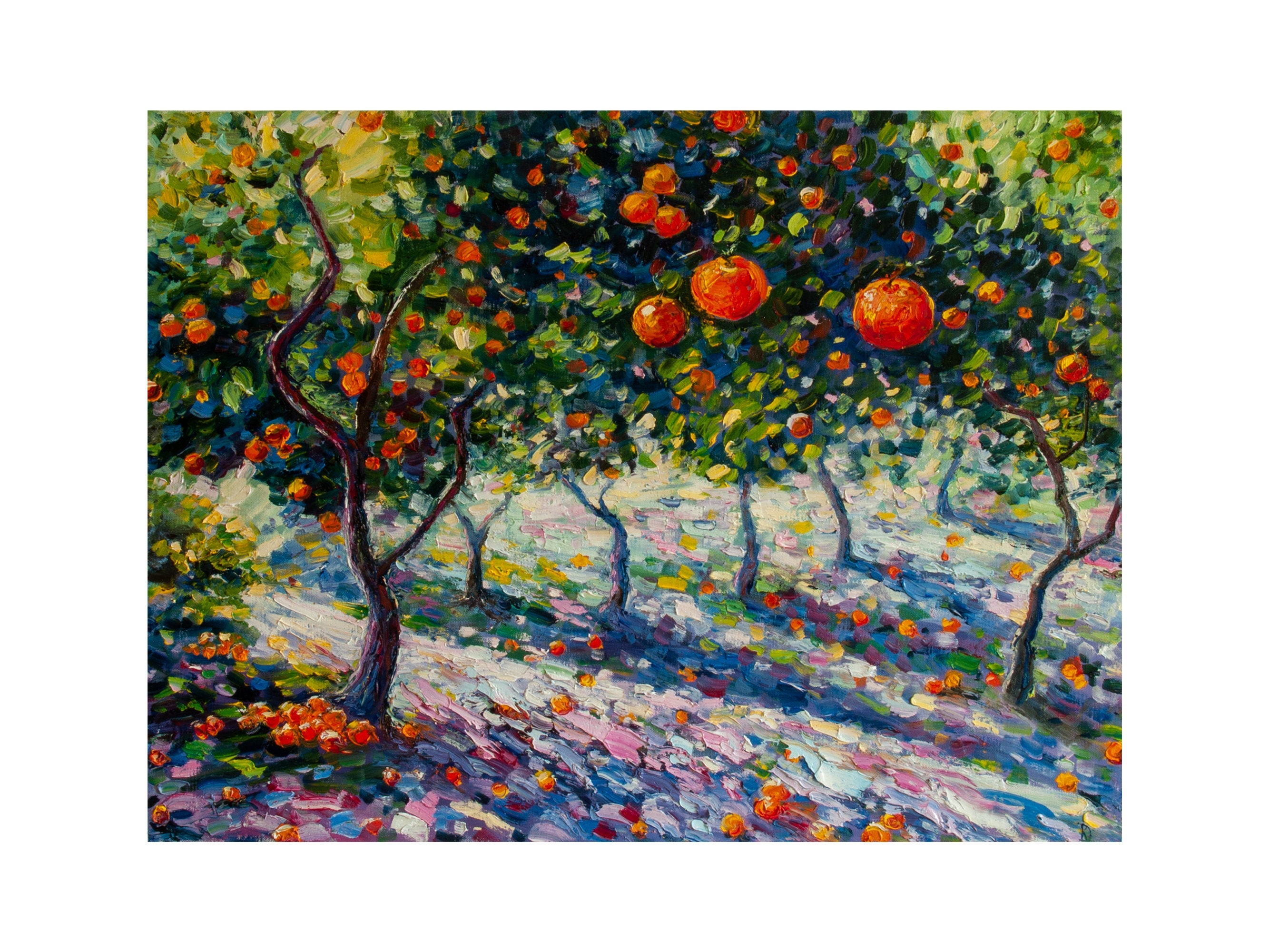 Orange Tree Painting Landscape Original Art Oil Canvas Garden Etsy
