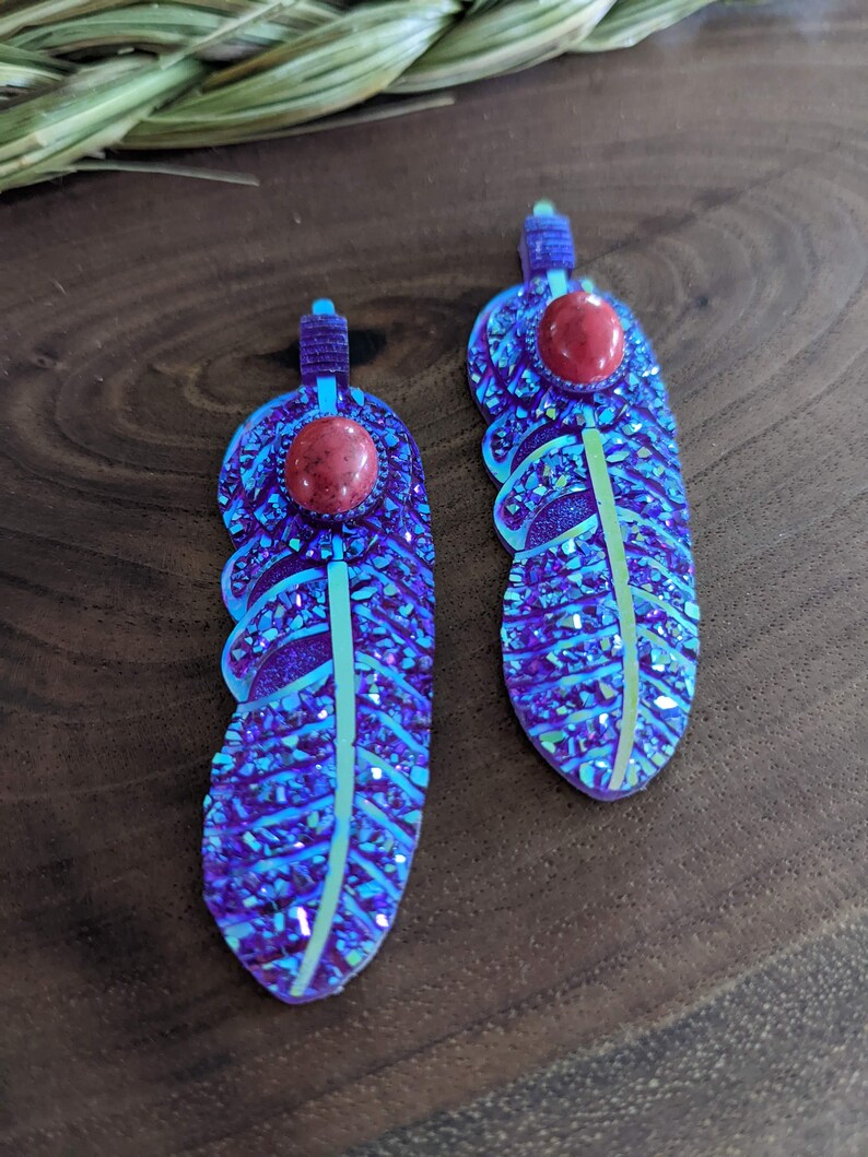 Resin Cabochons Feather Indigenous Beading Supply Flat Back Etsy