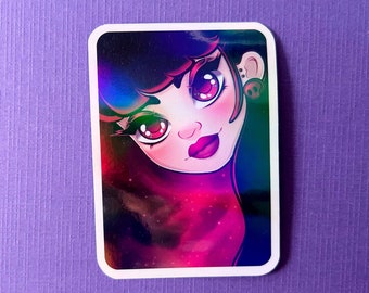 Red Galaxy Clear holographic Sticker | Cute | Kawaii | Decal | Stars | Aesthetic | Bullet Journal | Diary | Scrapbook | Notebook | Skull