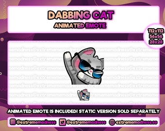 Dabbing cat Twitch Animated Emote | Discord | Youtube | Stream | Raid | Cute | Kawaii | Kitty | Kitten | Calico | Hype | Battle Royale