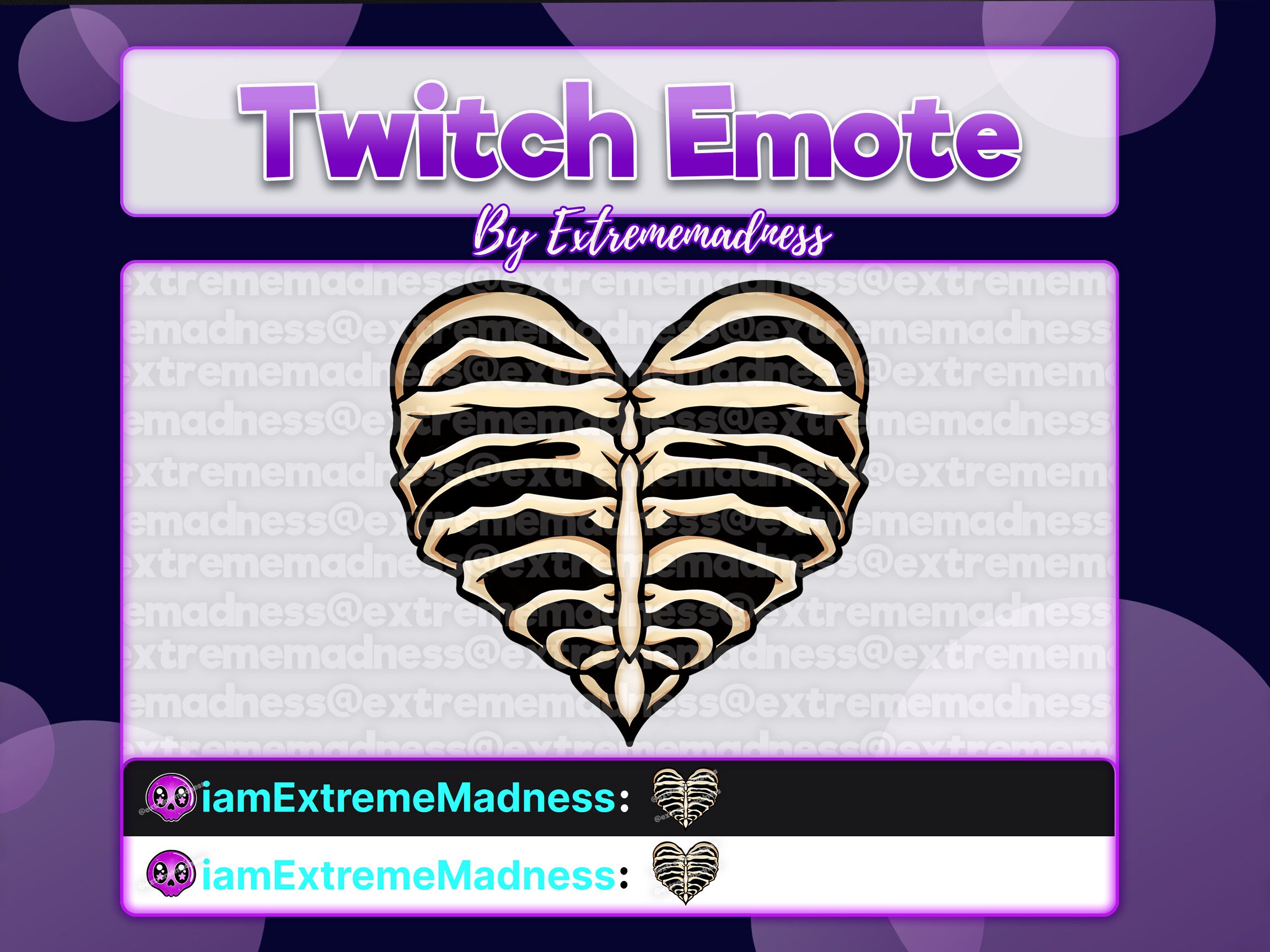 Heart Twitch Emote Badges Streamer Discord Cute Kawaii Bones | Etsy