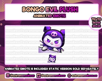 Bongo Evil Plush Twitch Animated Emote | Discord | Youtube | Stream | Cute | Kawaii | Kawaii | Kuro | Bunny | Rabbit | Villain | Kitty