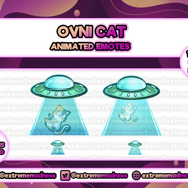 Animated UFO cat emote for Twitch and Discord | Stream | UFO emote | Cat emote | Animated Alien emote | Space | OVNI | Abduction emote |