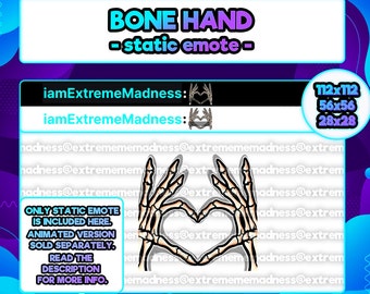 Heart Bone Hand Twitch Emote | Youtube Discord Streamer Creepy Dead Aesthetic Vampire RIP Halloween Gothic Cute Kawaii Skull Terror Horror F