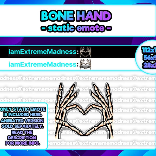 Heart Bone Hand Twitch Emote | Youtube Discord Streamer Creepy Dead Aesthetic Vampire RIP Halloween Gothic Cute Kawaii Skull Terror Horror F