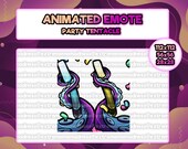 Party Tentacle Animated Emote Twitch Discord Stream Horror Creepy Spooky Halloween Raid Hype Sea Ocean GG WP Squid Kraken Goth Terror RIP Hi