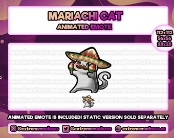 Mariachi Cat Twitch animated emote | Discord | Mexican | Dancing | Meme | Party | Raid | Gif | F | Maraca | Funny | Hype | Celebration