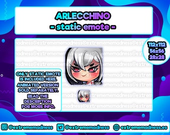 Arlecchino Twitch Emote | Discord | Youtube | Genshin Impact | Gamer | White Hair | Evil | Angry | Raid | Lurk | Cute | Kawaii | Chibi