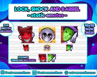 Lock, Shock and Barrel Twitch emotes | Nightmare before Christmas | Discord | Jack Skellington | Rage | Aesthetic | NBC | Horror | Cute |