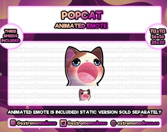 Popcat Twitch animated emote | Discord | Ragdoll | Rage | Cute | Kawaii | Meme Emote | Gif | Kitty | Kitten | Funny | Stream | Calico |