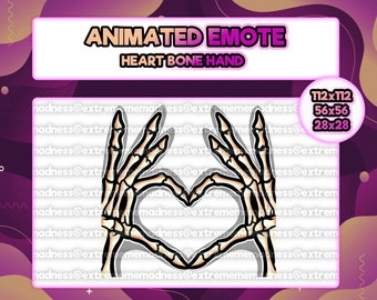 Heart Bone Hand Twitch Animated Emote | Youtube Discord Streamer Creepy Dead Aesthetic RIP Halloween Gothic Cute Kawaii Skull Terror Horror