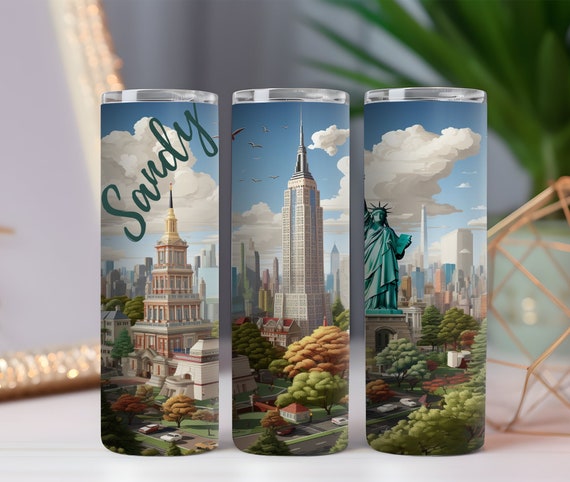 3D New York City Tumbler, Personalized Insulated Travel Mug