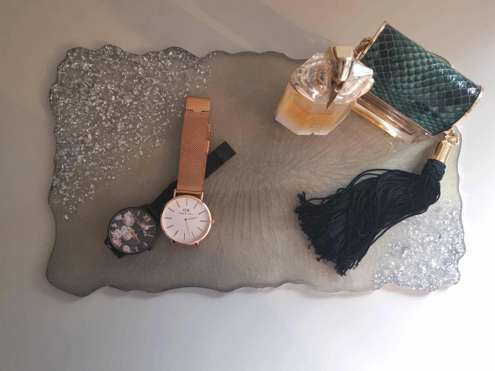 Resin Placemat Resin Tray Handmade Product Silver & Grey Etsy