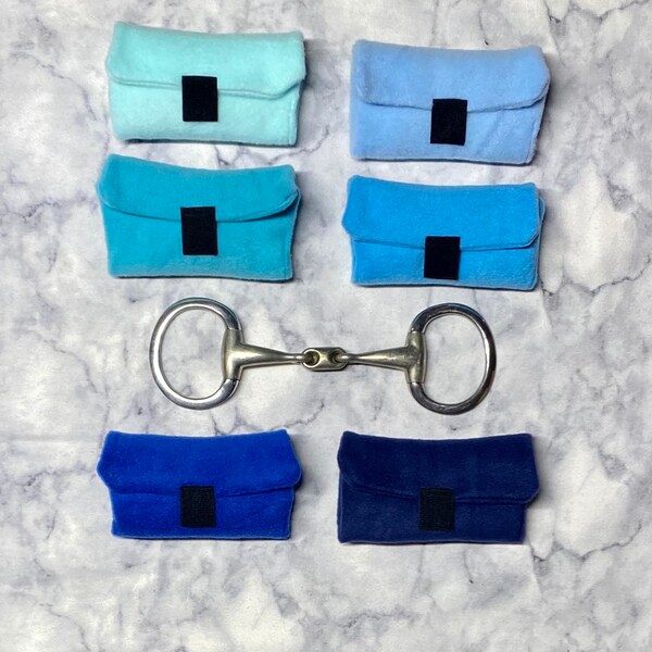 Reusable Horse Bit Warmer (Blue Solid Colors) Fleece