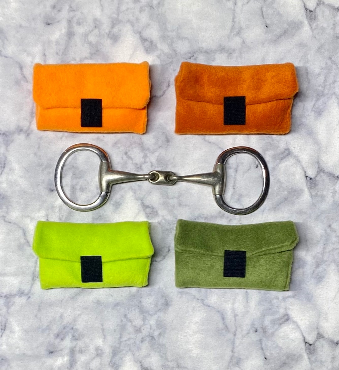 Reusable Horse Bit Warmer orange & Green Solid Colors Fleece Etsy