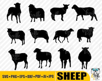 Sheep SVG Silhouette Bundle: Farm Animal Clipart Digital Download