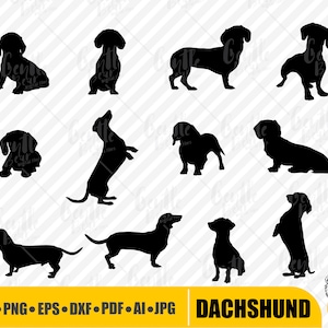 Dachshund SVG, Dachshund Silhouette Bundle, Dachshund Clipart, Dachshund Cricut files, Dachshund Shapes, Dachshund Design, Digital Download