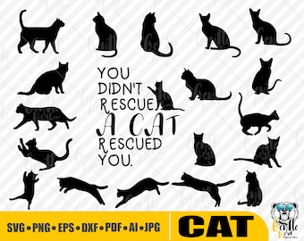 Cat Silhouette SVG Bundle: 19 Designs Digital Download