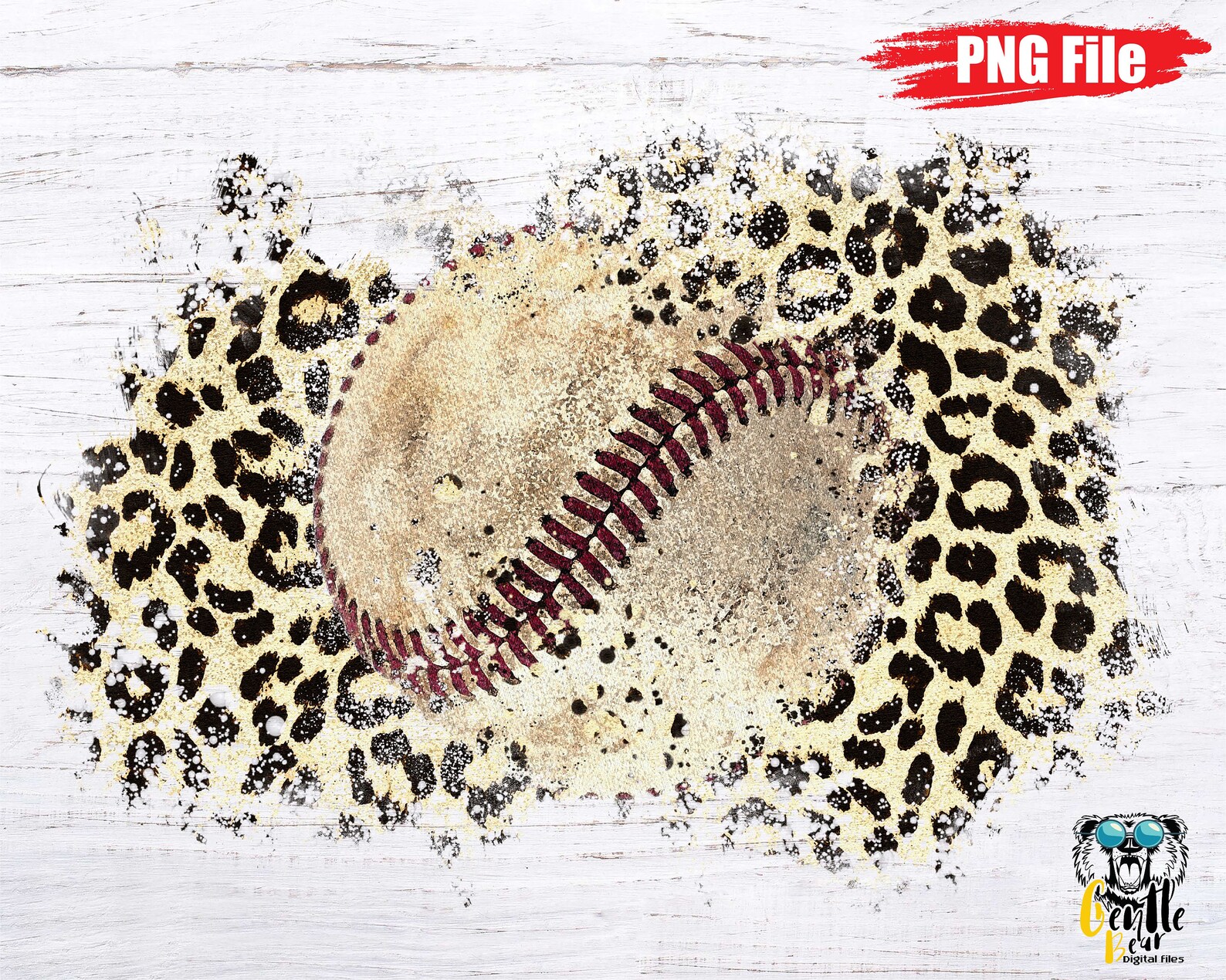 Baseball Background on Leopard Sublimation Png Grunge Leopard Etsy UK