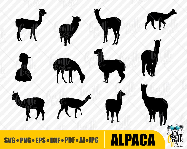 Alpaca Silhouette Pack Alpaca Design Alpaca SVG Alpaca PNG Alpaca Cut file Lama SVG Digital Download