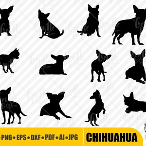 Chihuahua SVG, Chihuahua Silhouette Bundle, Chihuahua Clipart, Chihuahua Cricut files, Chihuahua Shapes, Chihuahua Design, Digital Download