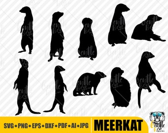 Meerkat Silhouette SVG Bundle: 10 Designs Digital Download