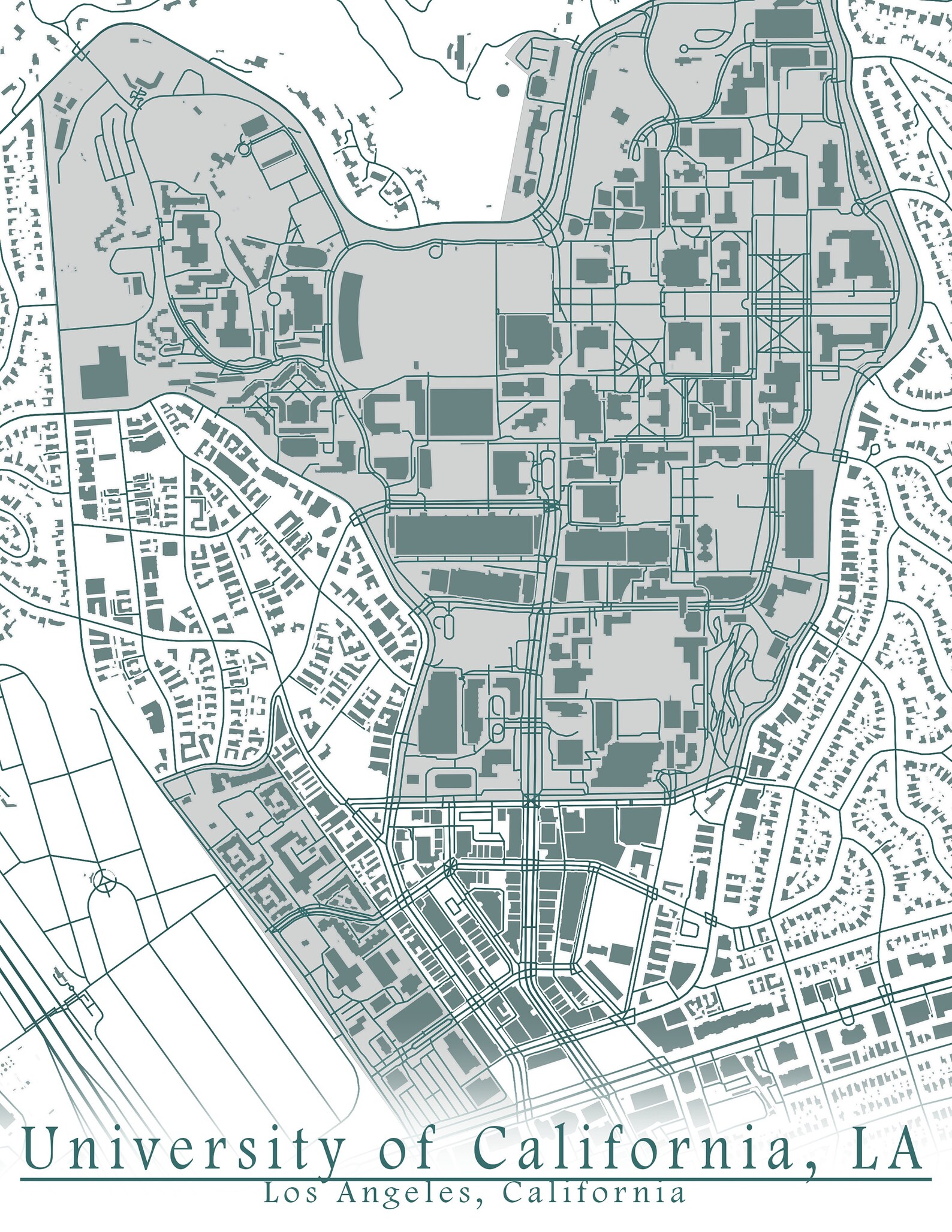 Colored Map of UCLA / University of California Los Angeles and - Etsy