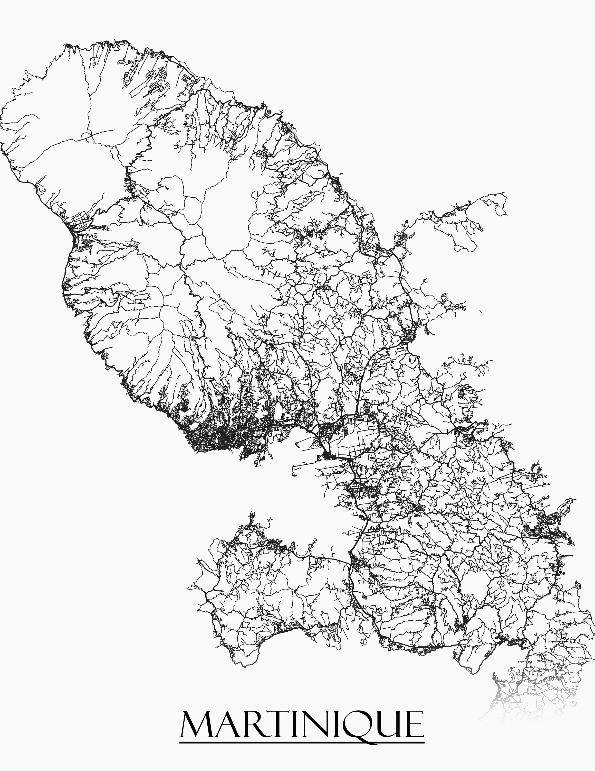 Martinique Road Map Printable