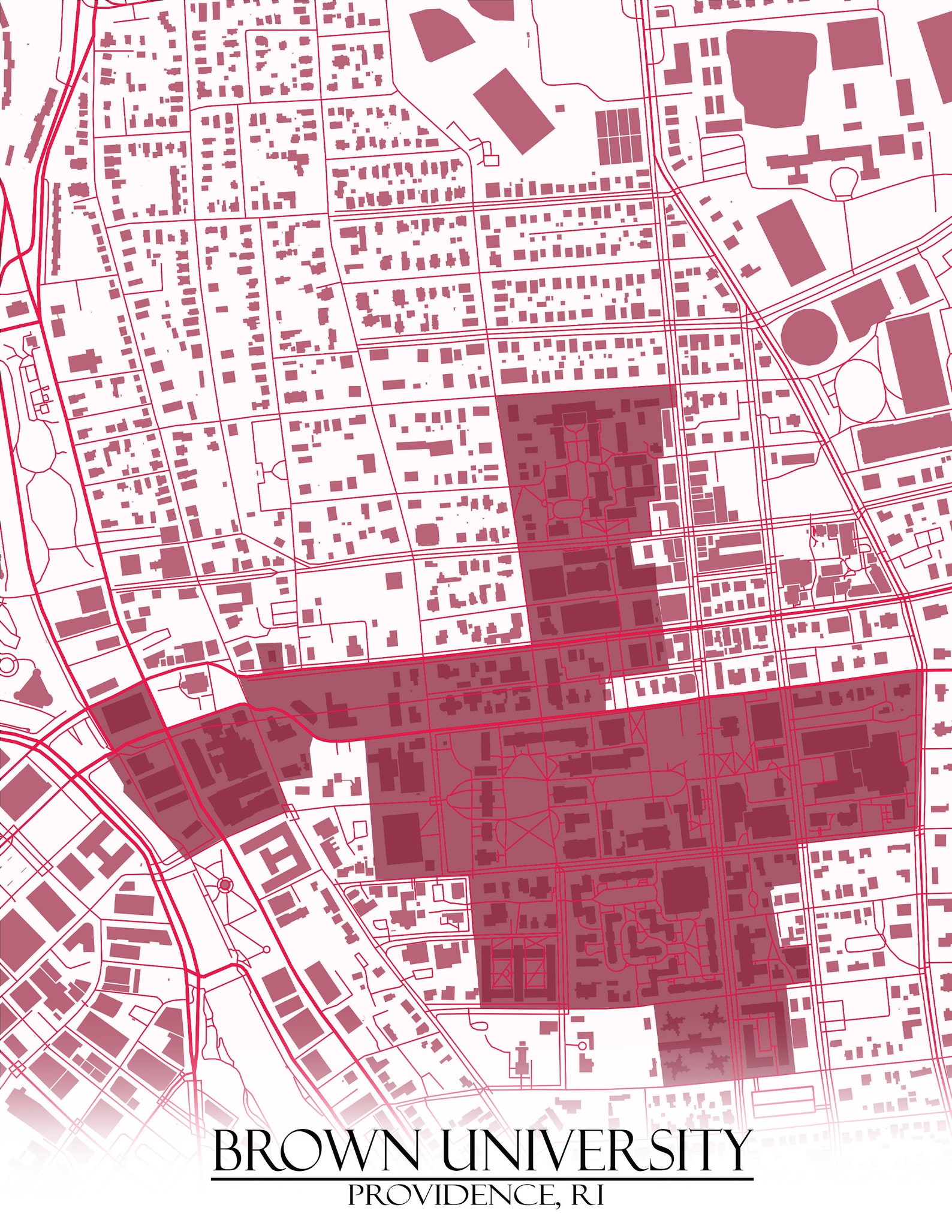 Colored Map of Brown University and All Its Roads - Etsy