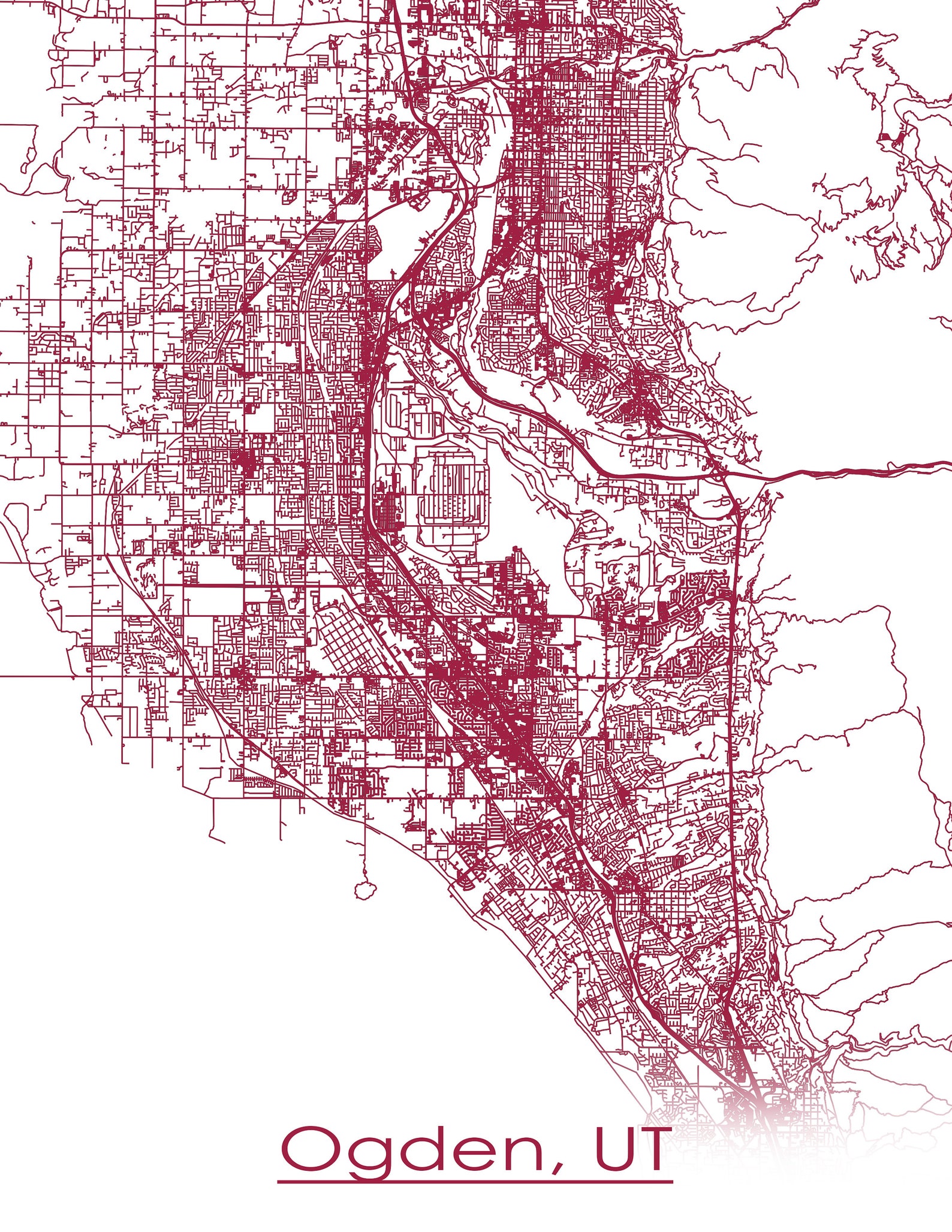Colored Map of Ogden Utah and All Its Roads - Etsy