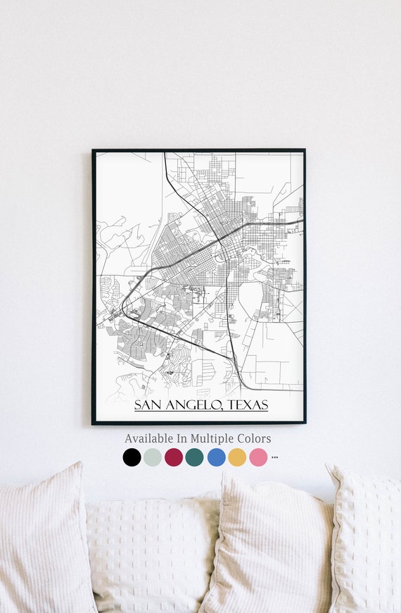 Colored Map of San Angelo California and All Its Roads - Etsy