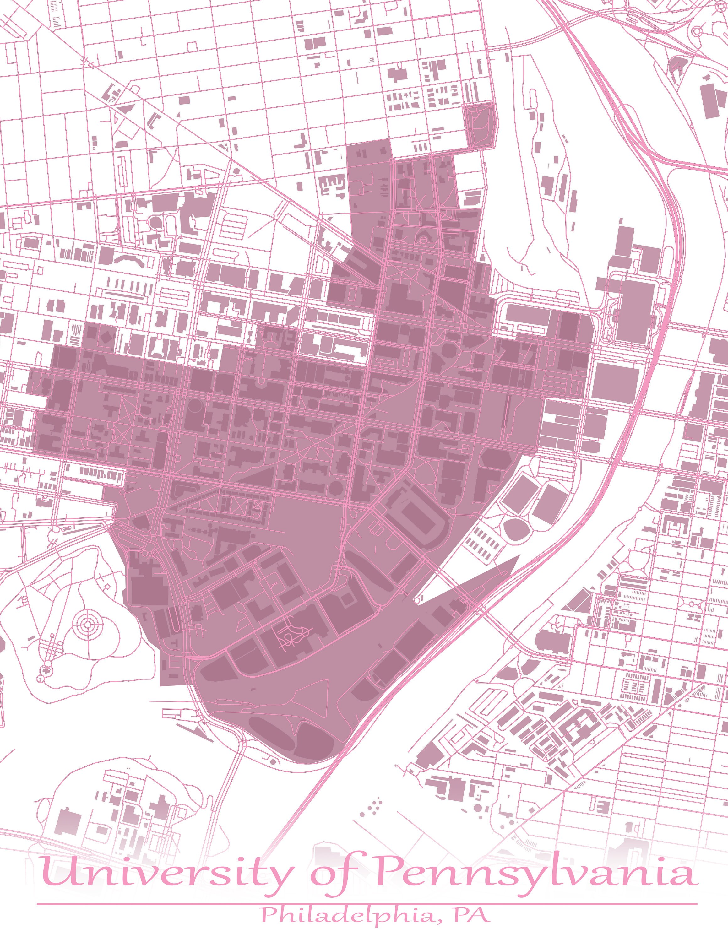 Colored Map of University of Pennsylvania and All Its Roads | Etsy