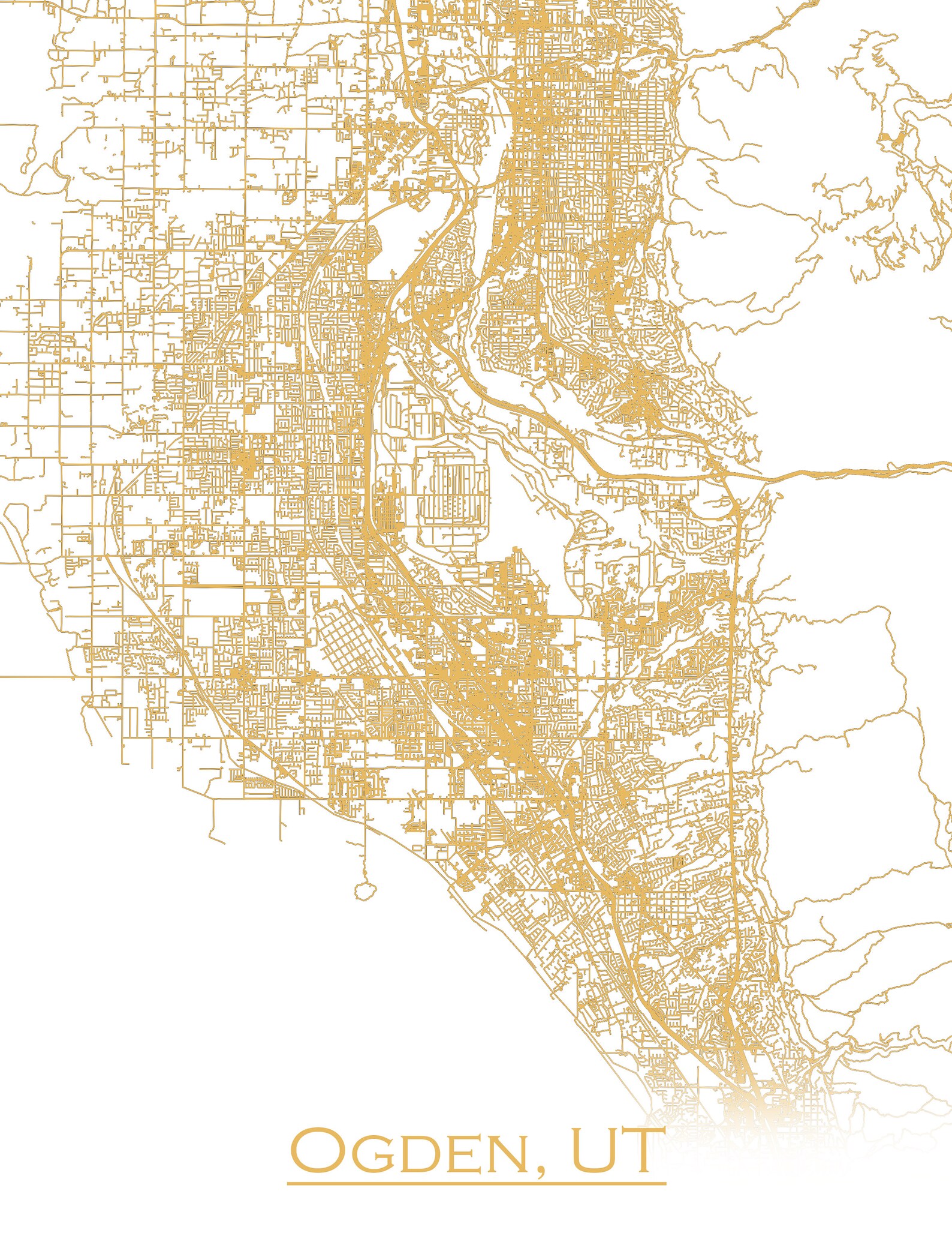 Colored Map of Ogden Utah and All Its Roads - Etsy