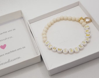 Schwesterherz Armband, Geschenk Schwester Geburtstag, 18, 20, 30, Geschenk Sister, Personalisiertes Geschenk