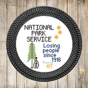 Missing 411 - National Park Service Poster - PDF Cross Stitch Pattern Mysteries, Stange, Dark