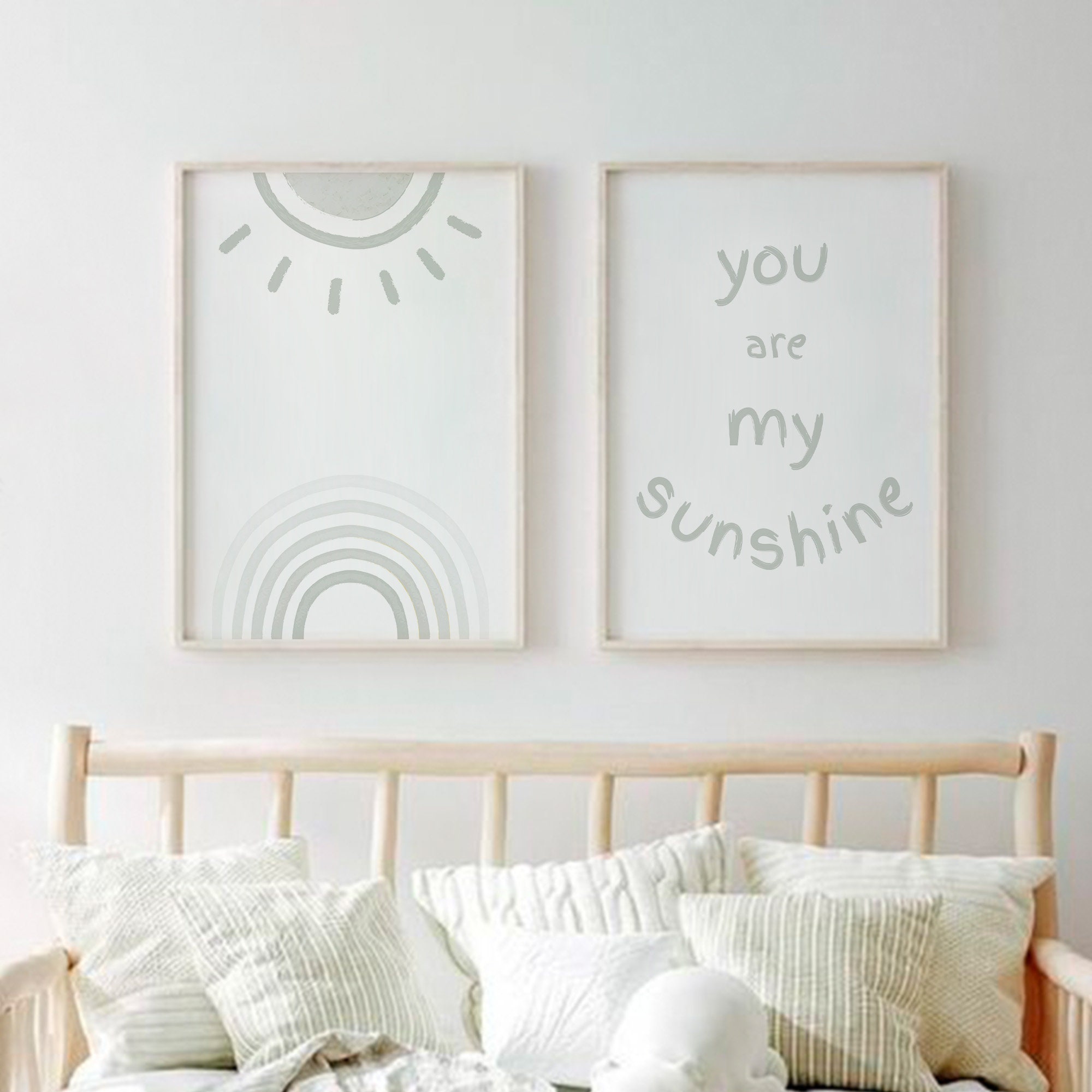 Light Blue Modern Nursery Wall Art Prints Set Of 2 You Are My Etsy