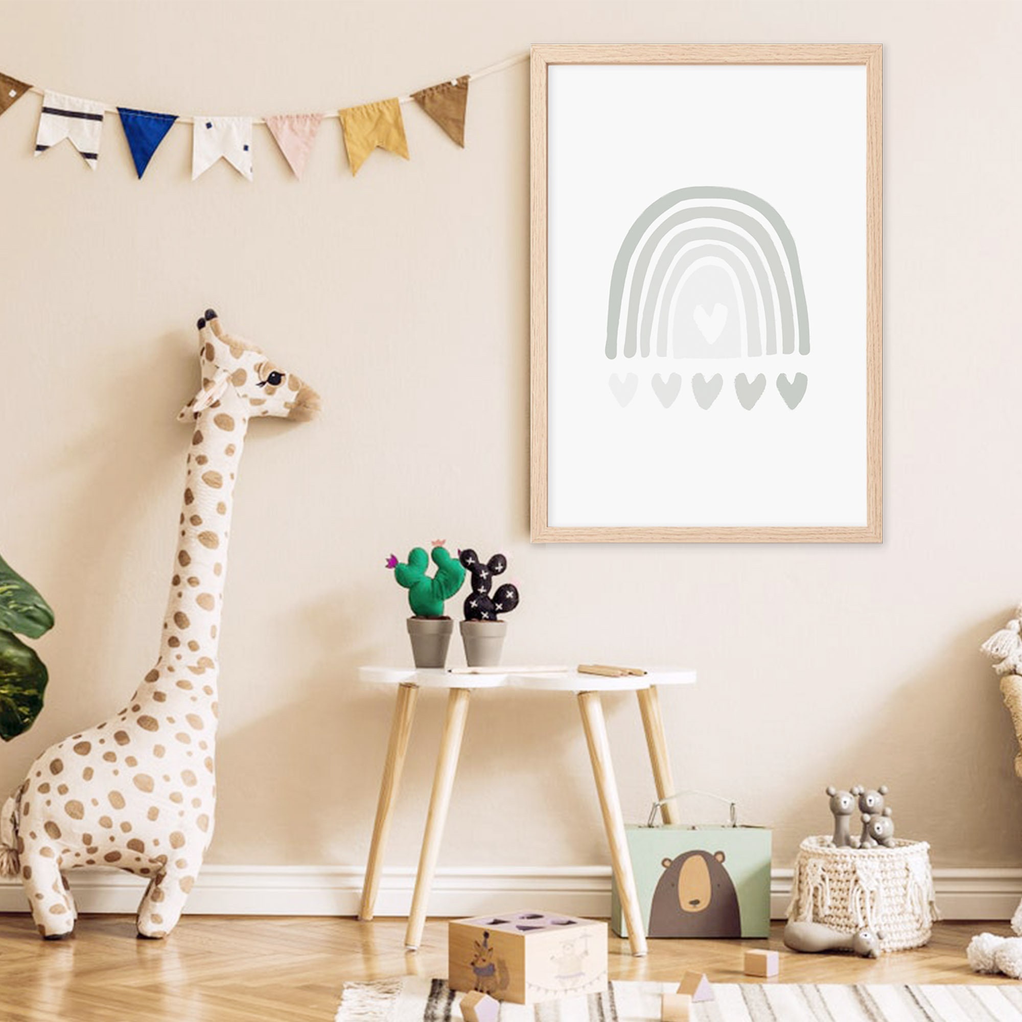 Rainbow Heart Boho Nursery Wall Art