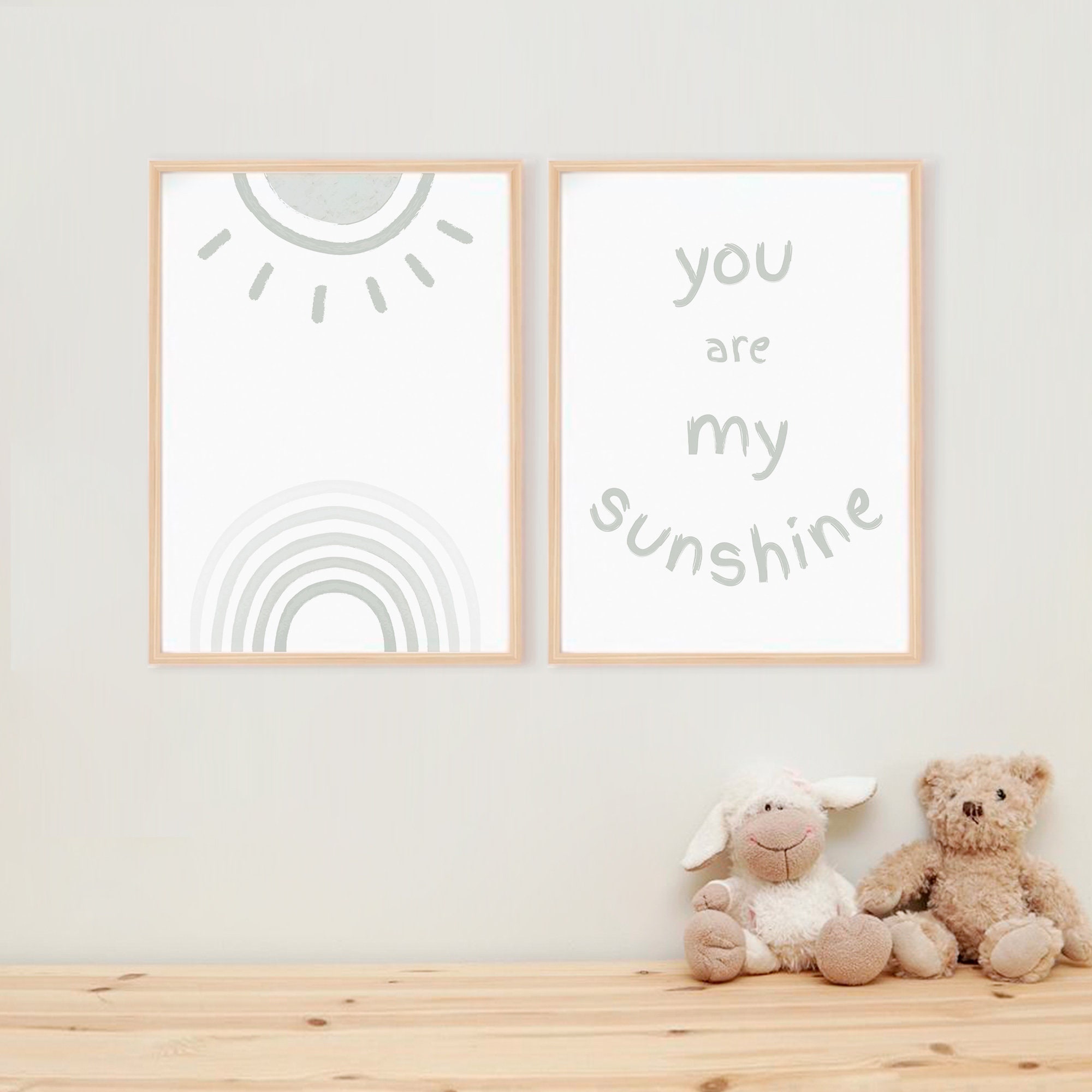 Light Blue Modern Nursery Wall Art Prints Set Of 2 You Are My Etsy