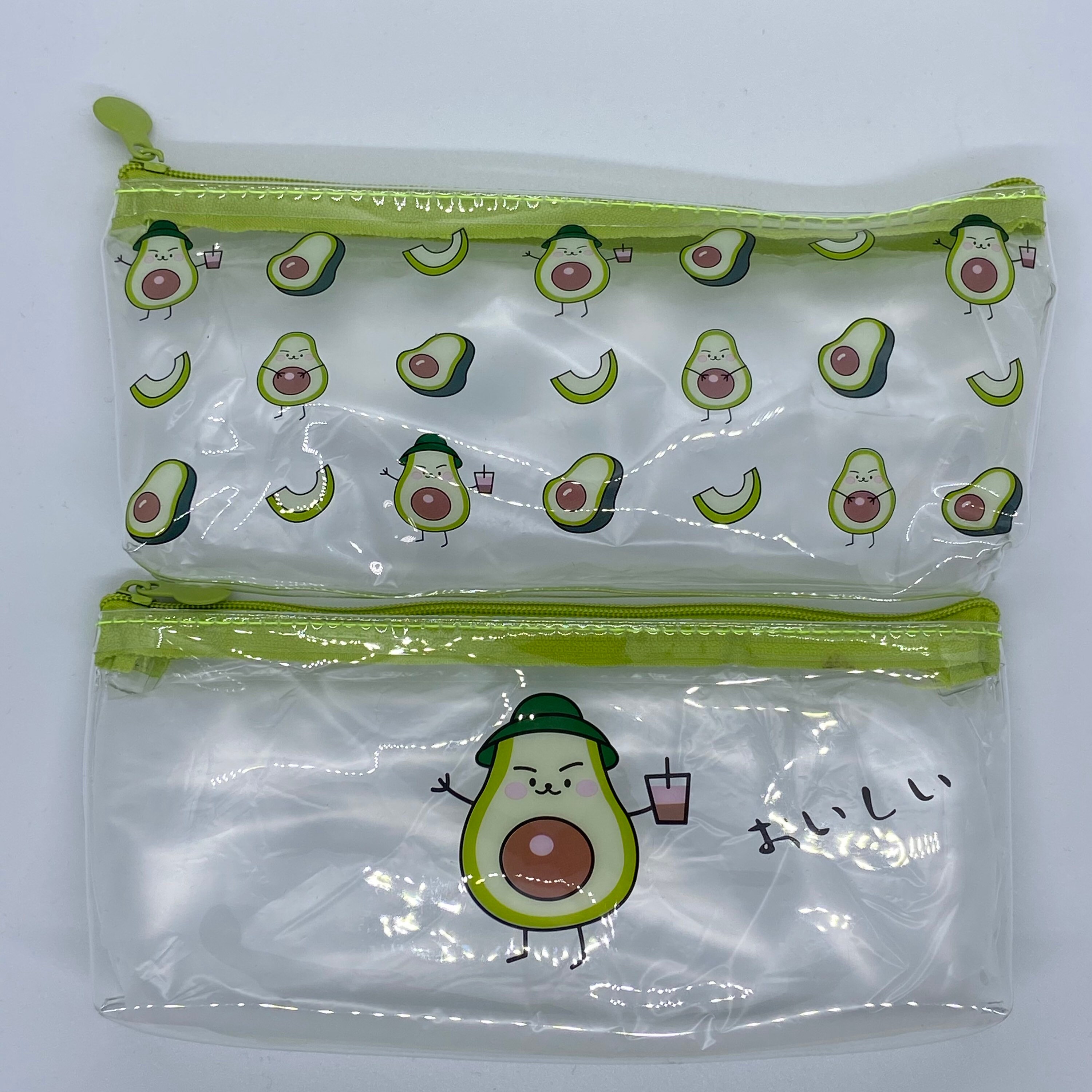 Avocado themed pencil case / pouch transparent zip case / cute