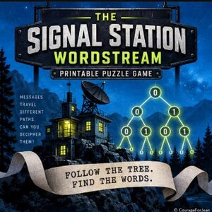 Printbare puzzel met voorvoegselcodes, decodeer de woordstroom van het signaalstation