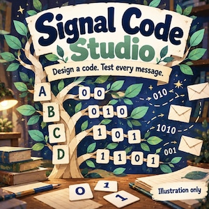 Druckbare Code-Design-Aktivität, Signal Code Studio Binärnachrichten-Herausforderung
